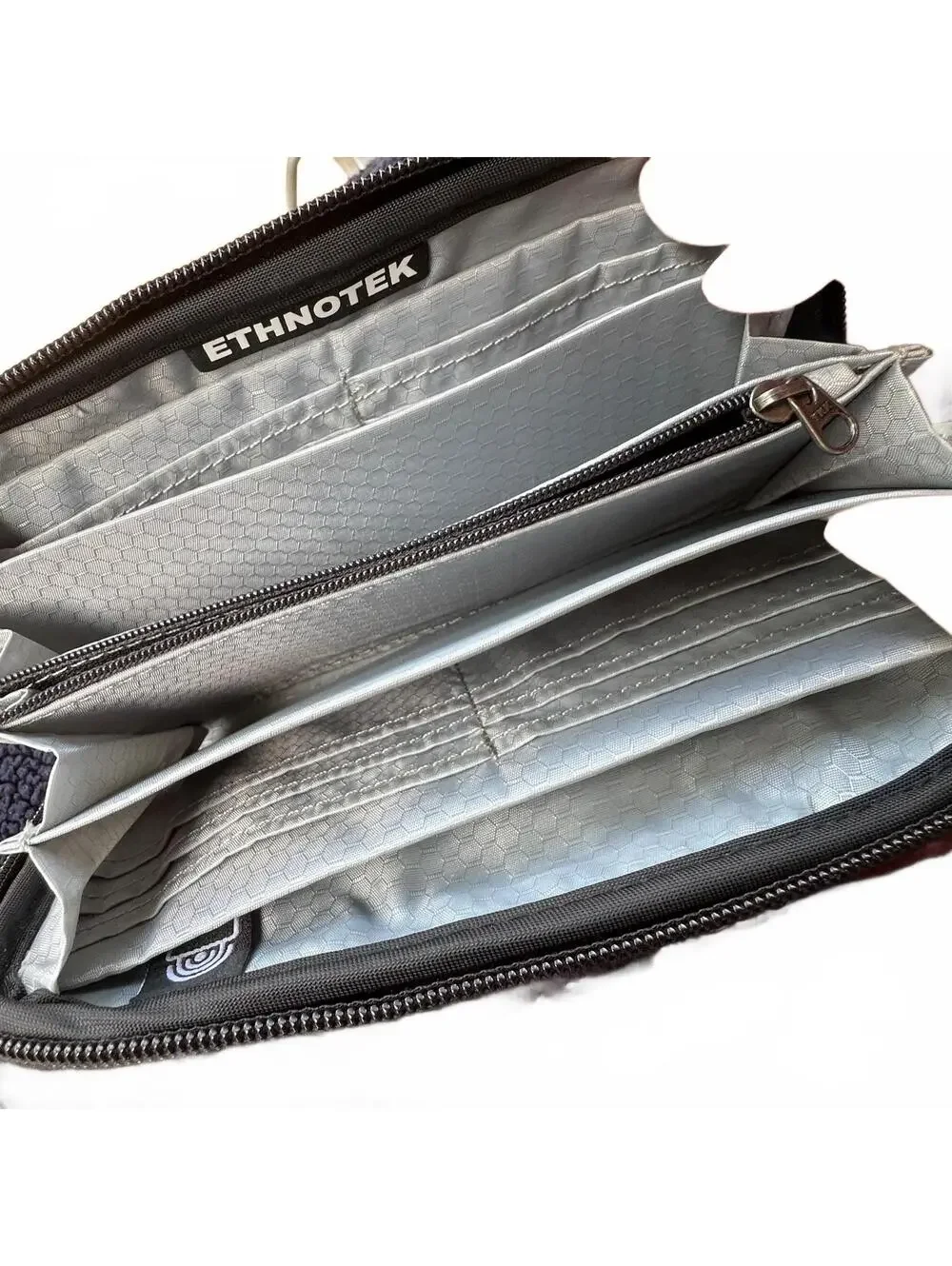Ethnotek Multicolor Patterned Zip Wallet with Hand Embroidery
